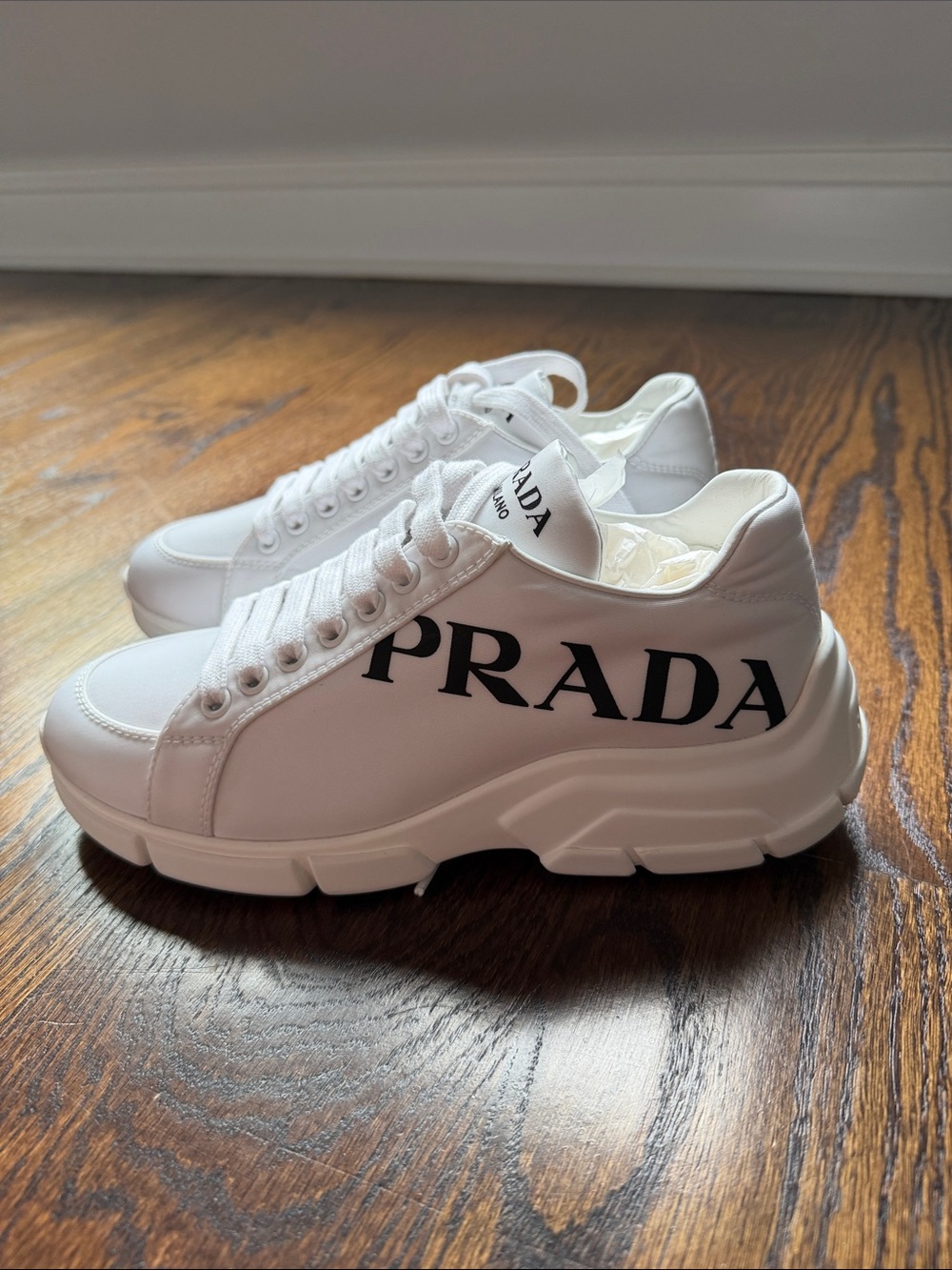 Prada White Re-Nylon Sneakers